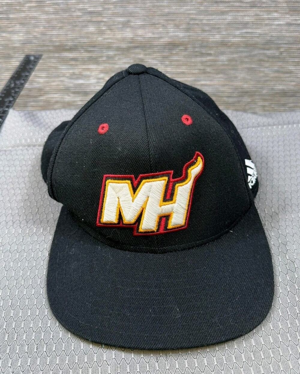 Miami Heat Hat Cap Snap Back Mens One Size Black NBA Basketball Adidas On Court